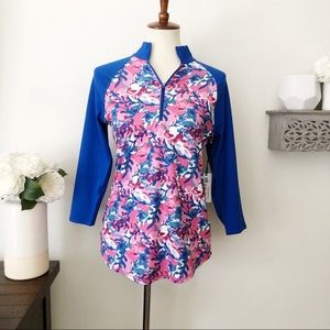 Jofit floral quarter zip athletic pullover pink size medium new with tags